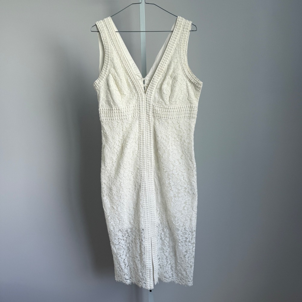 Bardot White embroidered midi cocktail dress luxury party knee length size‎ M